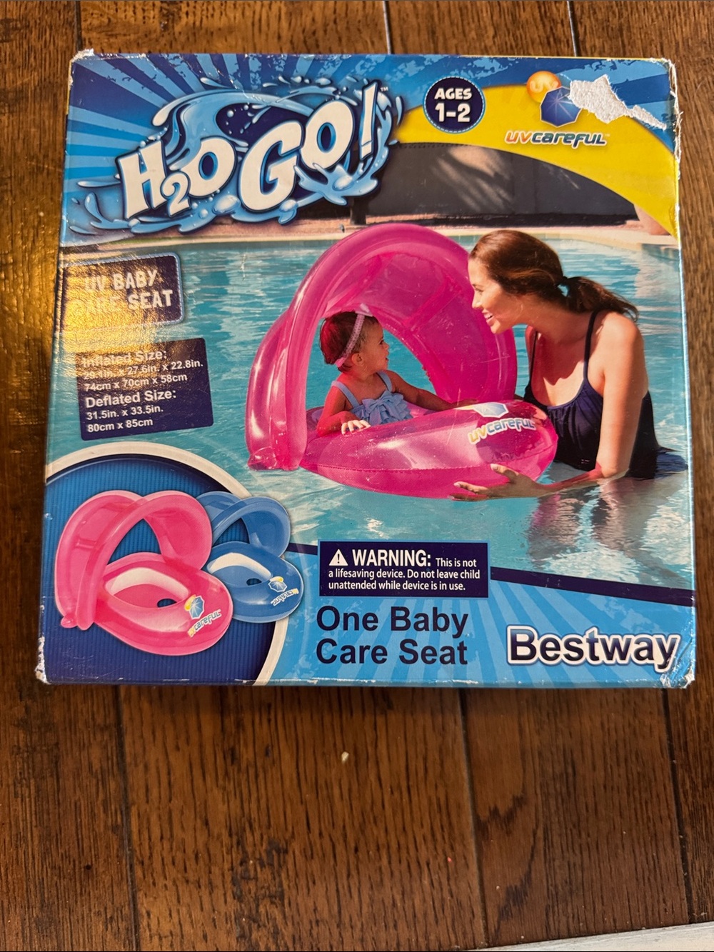 NWT Bestway Pink One Baby Care Seat with Sun Canopy